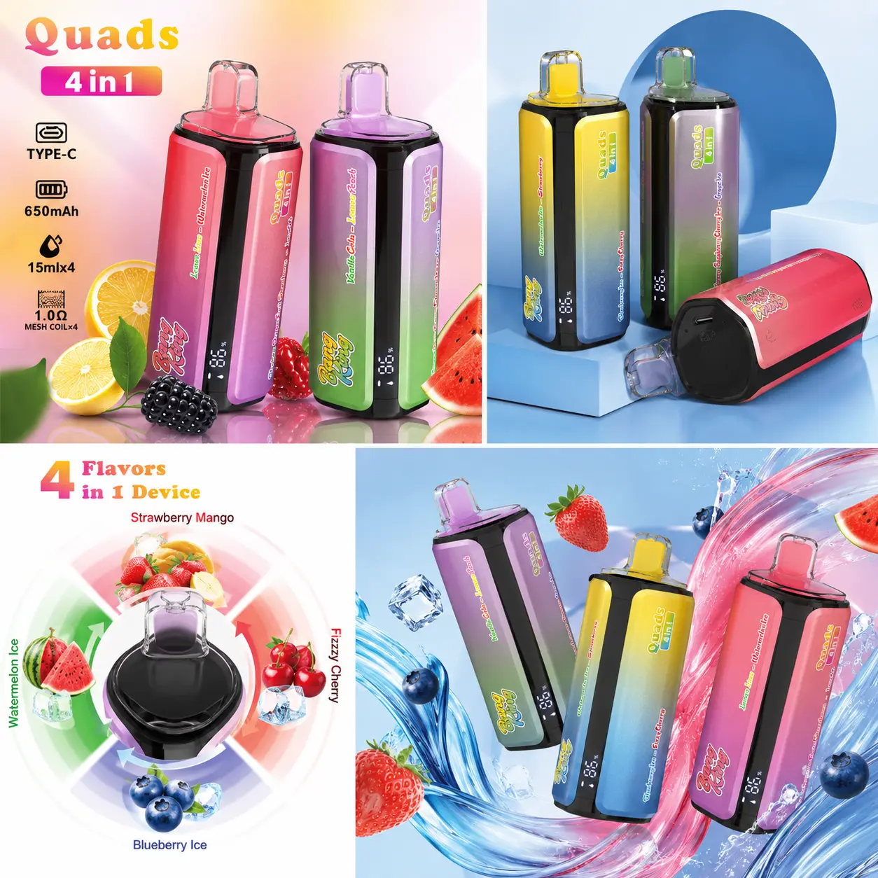 Bang King 250K 4-in-1 Flavor Selection System (Rechargeable): A New Generation Vape—Experience 4 Flavors in One Device