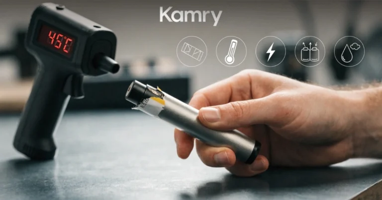 Damaged e-cigarette battery wrap showing tear - battery safety check example
