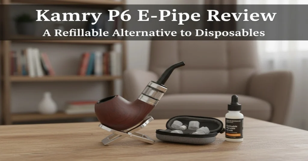 Kamry P6 E-Pipe wooden body and resin drip tip